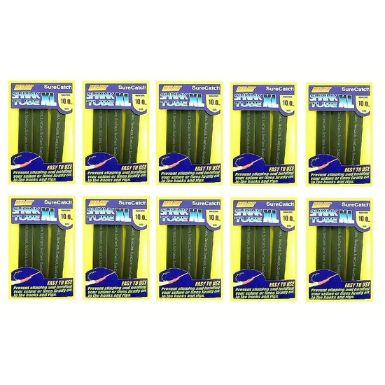 10 Pack - Fishing 10mm Heat Shrink Tubing -Black - 0.5m Tube