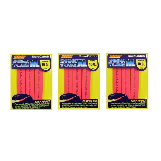 3 Pack - Fishing 10mm Heat Shrink Tubing - Red - 0.5m Tube