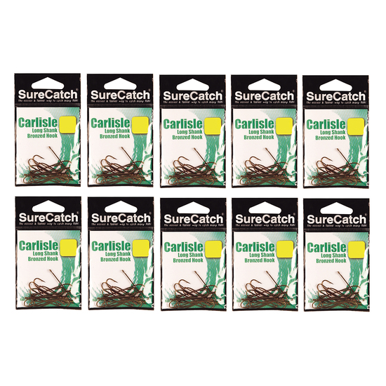 120 x Size 1/0 Surecatch Bronze Carlisle Fishing Hooks - 10 Pack Bulk Lot