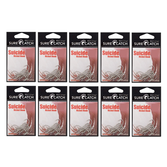 150 x Size 1 Surecatch Nickel Suicide Fishing Hooks - 10 Pack Bulk Lot