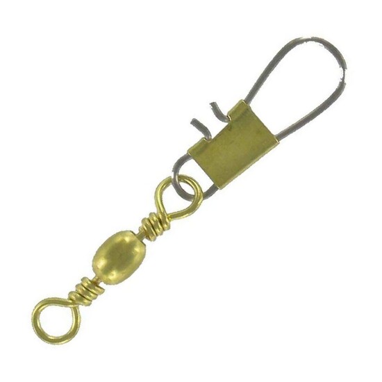 10 Pack of Size 12 Asari Brass Barrel Fishing Swivels with Interlock Snaps - 8kg