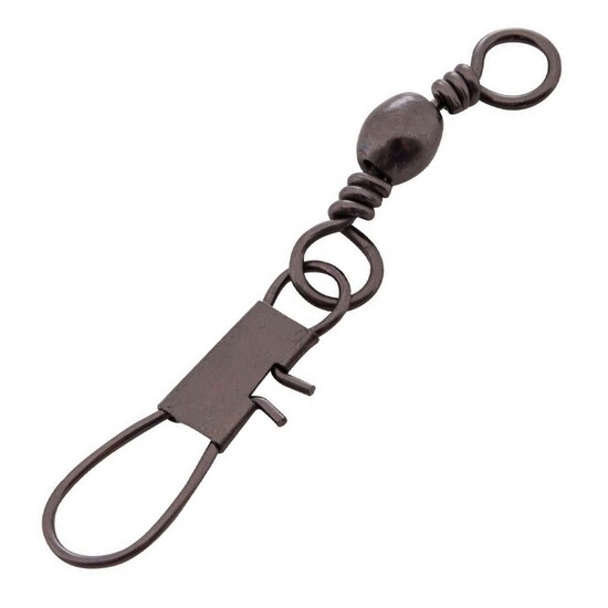 1 x 10 Pack of Size 12 Asari Black Barrel Swivels with Snaps - 8kg