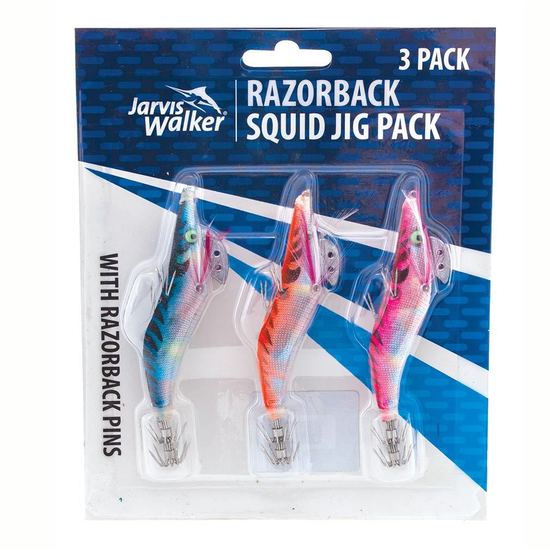 3 Pack of Size 2.5 Jarvis Walker Razorback Squid Jig Lures