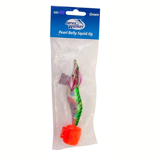 Jarvis Walker Size 2.5 Pearl Belly Squid Jig Lure - Egi Lure [Colour: Green]