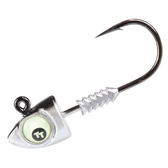 3 Pack of 1/4oz Size 3/0 TT Fishing Big EyeZ Silver/Black Jigheads with Glow Eyes