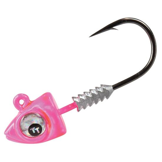 3 Pack of 1/4oz Size 3/0 TT Fishing Big EyeZ Pink Jigheads with Silver Eyes