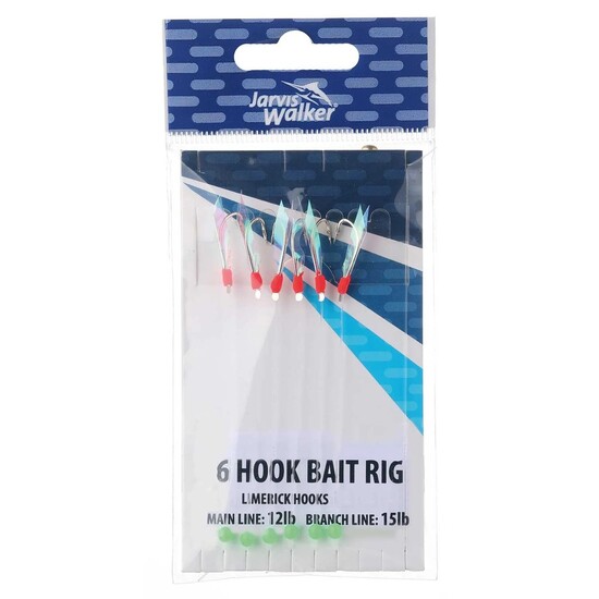Size 4 Jarvis Walker 6 Hook Bait Rig with 12lb Main Line & 15lb Branch Line