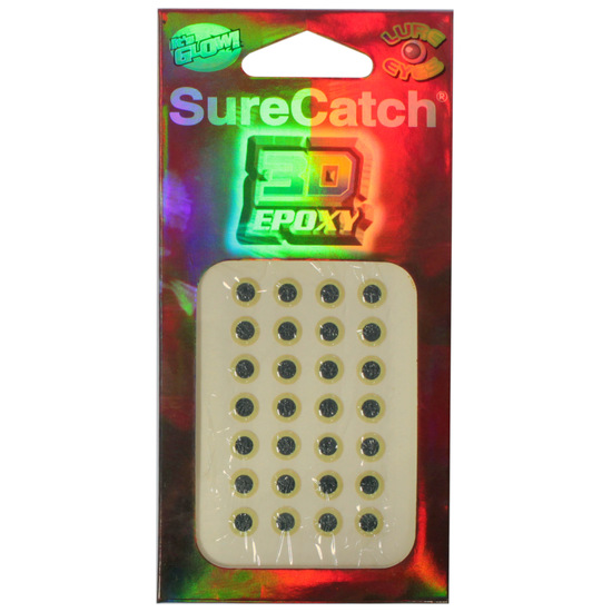 Surecatch 3D Fishing Lure Eyes - 3D Glow in the Dark Epoxy Eyes [Size: 4mm]