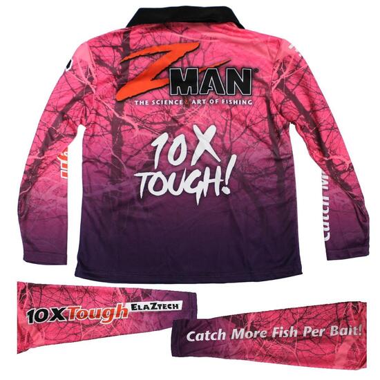 Size 3XL Zman Pink Ladies Long Sleeve Tournament Fishing Shirt with Collar