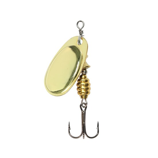 Size 3 TT Lures Spintrix Inline Spinner Lure Rigged with Mustad Treble Hook - GOLD
