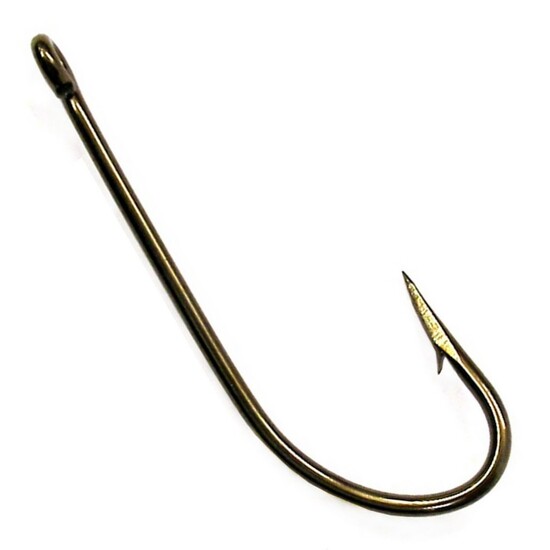 1 Box of Size 1 Eagle Claw 6039B 2X Strong Bronze Kendal Kirby Fishing Hooks Qty: 50 Hooks