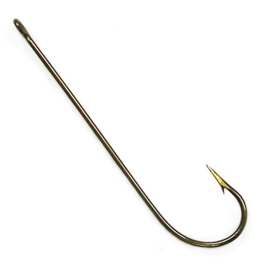 50 Pack of Size 1 Eagle Claw 6044B Bronze Long Shank Fishing Hooks