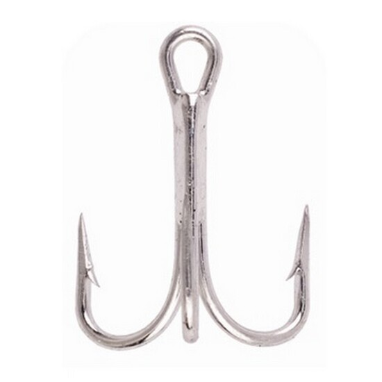 5 Packets of Size 1 Eagle Claw 6061T Tinned 4x Strong Treble Hooks - Total Qty: 25 Hooks