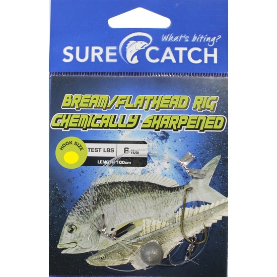 Surecatch Pre-Tied Bream/Flathead Fishing Rig with Chemically Sharpened Hook [Hook Size: 4]