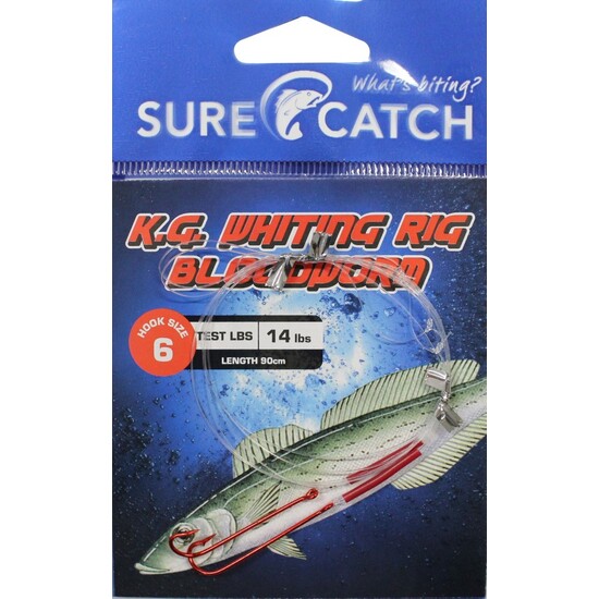 Surecatch King George Whiting Rig with Chemically Sharpened Bloodworm Hooks [Hook Size: 4]