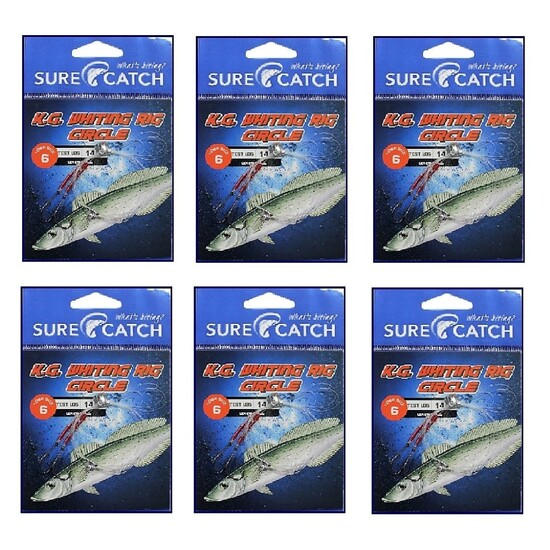 6 Pack of Surecatch King George Whiting Rigs with Chemically Sharp Circle Hooks [Hook Size: 4]