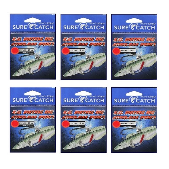 6 Pack of Surecatch King George Whiting Rigs with Stainless Steel 34007 Hooks[Hook Size: 4]