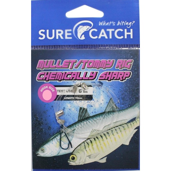 Surecatch Pre-Tied Mullet Rig with Chemically Sharpened Fishing Hooks [Hook Size: 10]