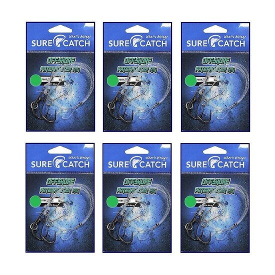6 Pack of Surecatch 100lb Offshore Paternoster Fishing Rig with Chemically Sharpened Hooks (Hook Size:4/0)