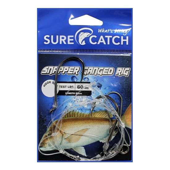 Surecatch Pre-Tied Snapper Rig - Ganged Hook Rig with Chemically Sharpened Hooks (Hook Size:6/0)