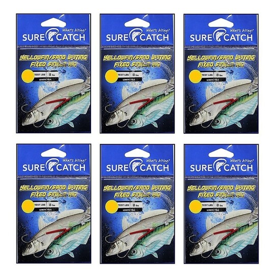 6 Pack of Surecatch Pre-Tied Yellowfin/Whiting Fixed Sinker Rig - Whiting Rig (Hook Size:6)