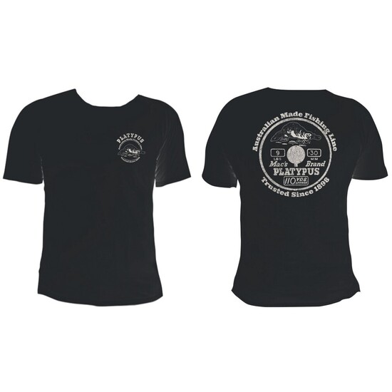 Small Black Platypus Fishing Line Vintage Tee Shirt - Short Sleeve Fishing Shirt