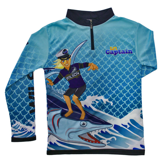 Size 2 Wilson Lil Captain Kids Long Sleeve Fishing Shirt - UPF 25+ Sun Protection