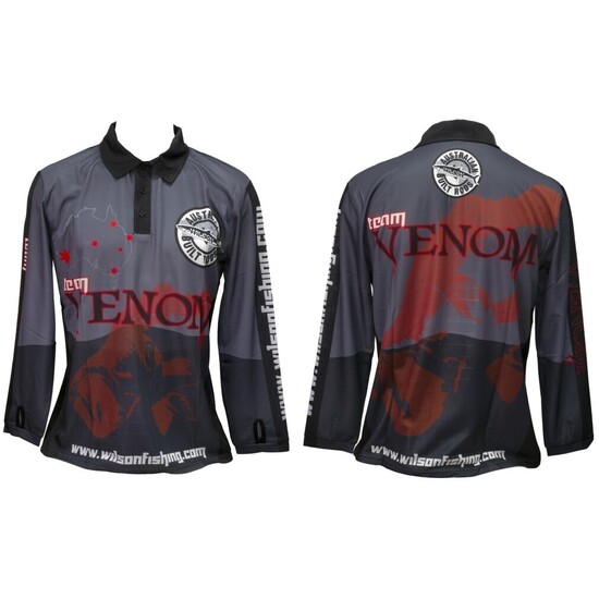 Small Team Venom Barra Tournament Long Sleeve Fishing Shirt with Collar-Fishing Jersey
