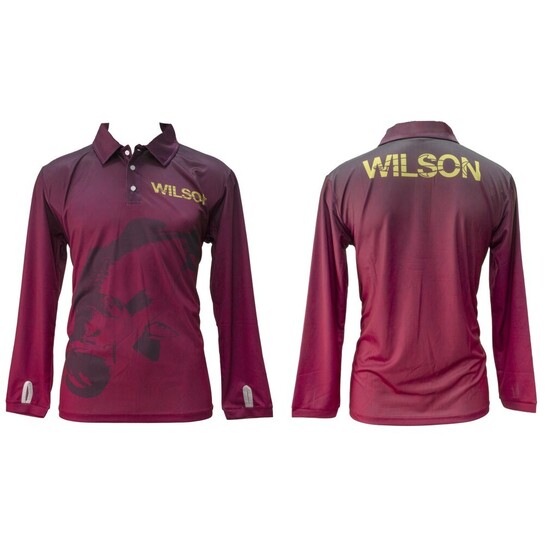 4XL Wilson Maroon Barra Tournament Long Sleeve Fishing Shirt with Collar-Fishing Jersey