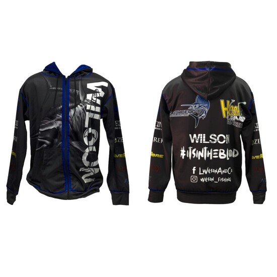 Small Wilson Sublimated Hooded Jacket with Full Zippered Front - Fishing Hoodie