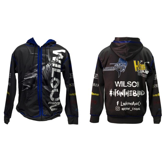Extra Large Wilson Sublimated Hooded Jacket with Full Zippered Front - Fishing Hoodie