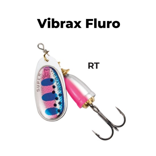 Size 1 Blue Fox Vibrax Fluorescent 4gm Spinner Lure - Rainbow Trout