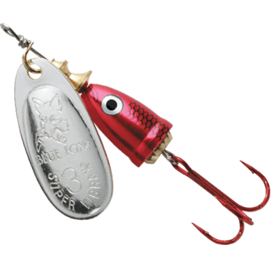 Size 2 Blue Fox Vibrax Shad 6gm Spinner Lure - Red/Silver