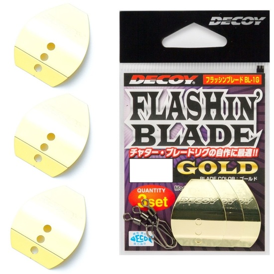 3 Pack of Medium Gold Decoy Flashin' Blades - BL-1G Fishing Lure Attractor Blades