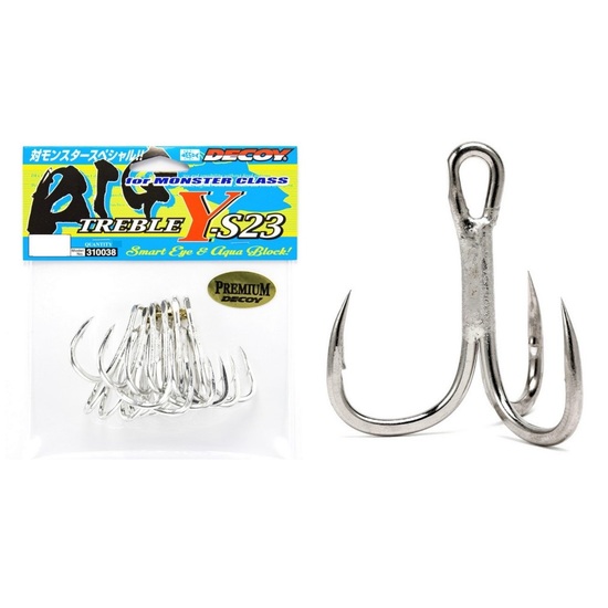 6 Pack of Size 6/0 Decoy Y-S23 Treble Fishing Hooks - 3X Strong Monster GT Trebles