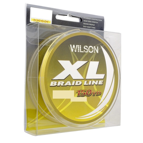 150yd Spool of 10lb Wilson XL Braided Fishing Line - Yellow 4-Strand Fishing Braid
