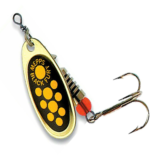Mepps Lures Black Fury Gold Yellow Dots Size 1 - 3.5g