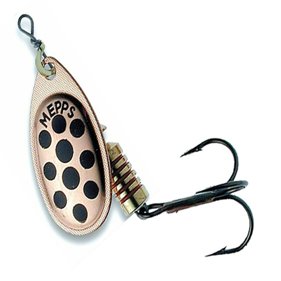 Mepps Lures Aglia Decorees Copper Black Dots - Size 1, 3.5g