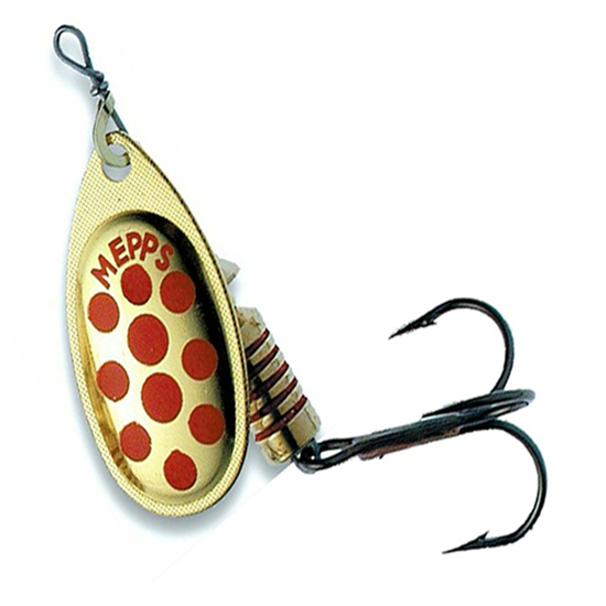 Mepps Lures Aglia Decorees Gold Red Dots - Size 1, 3.5g