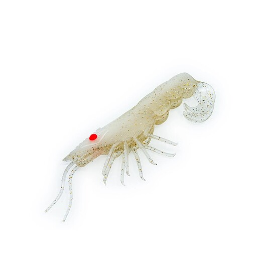 4 Pack of 90mm Chasebaits Curly Prawn Soft Body Scented Fishing Lures - Milk Flash