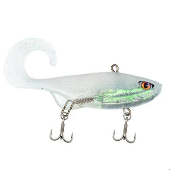 85mm Chasebaits Curly Vibe 2.0 Standard (13g) Soft Vibe Fishing Lure - Milk Flash
