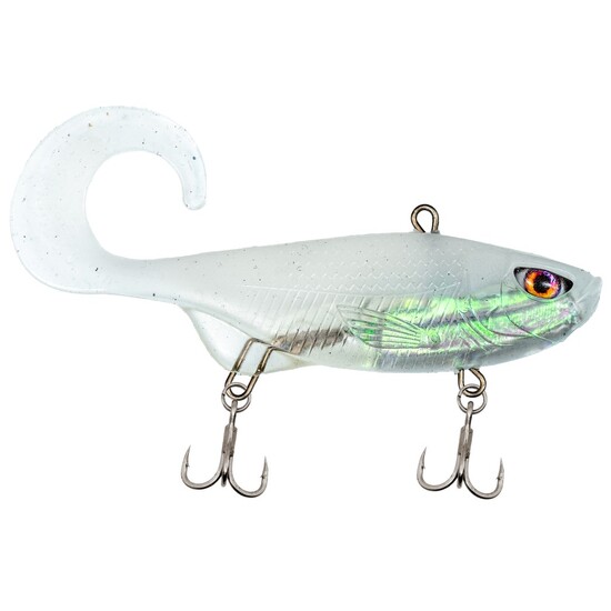 85mm Chasebaits Curly Vibe 2.0 Heavy (23g) Soft Vibe Fishing Lure - Milk Flash