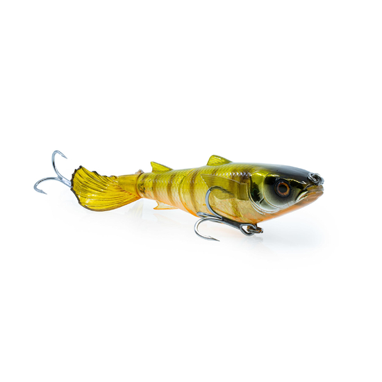 Chasebaits Lures Drunken Mullet 95mm Offset Pop Tail Fishing Lure - Bumblebee