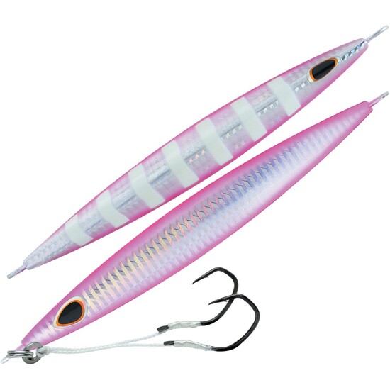80gm Storm Gomoku Kensaki Asymmetrical Slow Pitched Jig - Silver Pink Zebra 