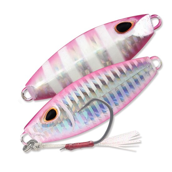 70gm Storm Gomoku Slow Rocker Jig - Compact Slow Pitch Jig Lure - Silver Pink Zebra