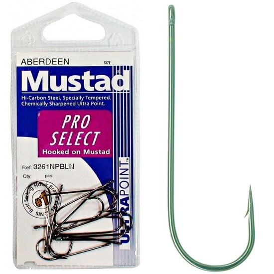 1 Packet of Size 6 Mustad 3261NPBLN Aberdeen Long Shank Fishing Hooks - Black Nickel