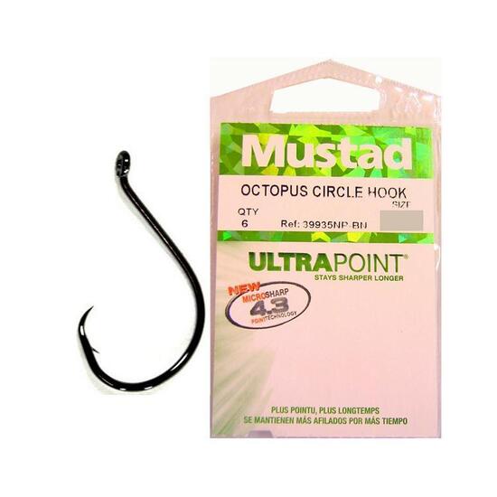Size 3/0 Mustad Octopus Circle Hooks - Qty 6 - 39935npnp-Chemically Sharpened Hooks