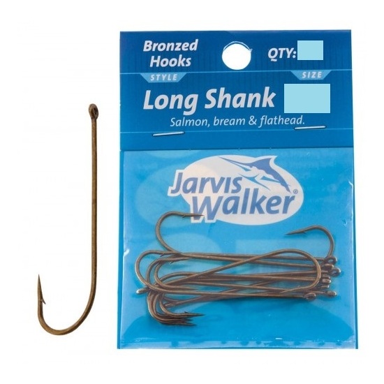 Size 12 Jarvis Walker Bronze Long Shank Fishing Hooks - Qty: 20