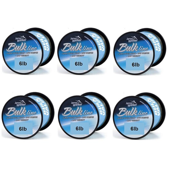 6 Spools of 6lb Jarvis Walker Bulk Mono Fishing Line-1400m Spools-Green-Bulk 6 Pack