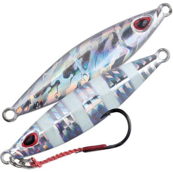 Owner GJL-30 Slow Jig Lure – Metal Jig For Shore Fishing, Glow Zebra Pattern, 1.1 Oz